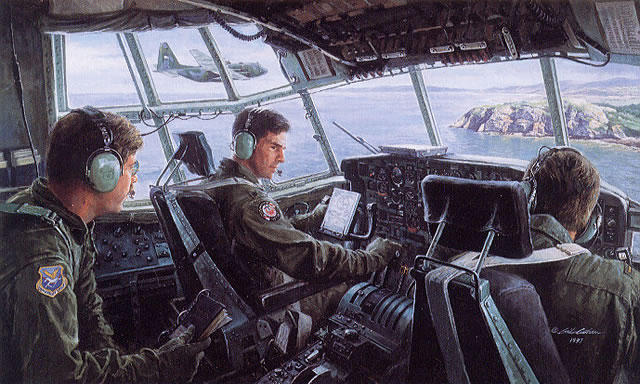 "On The Deck Over Scotland" - Gil Cohen - C-130 Hercules 135th Airlift Art